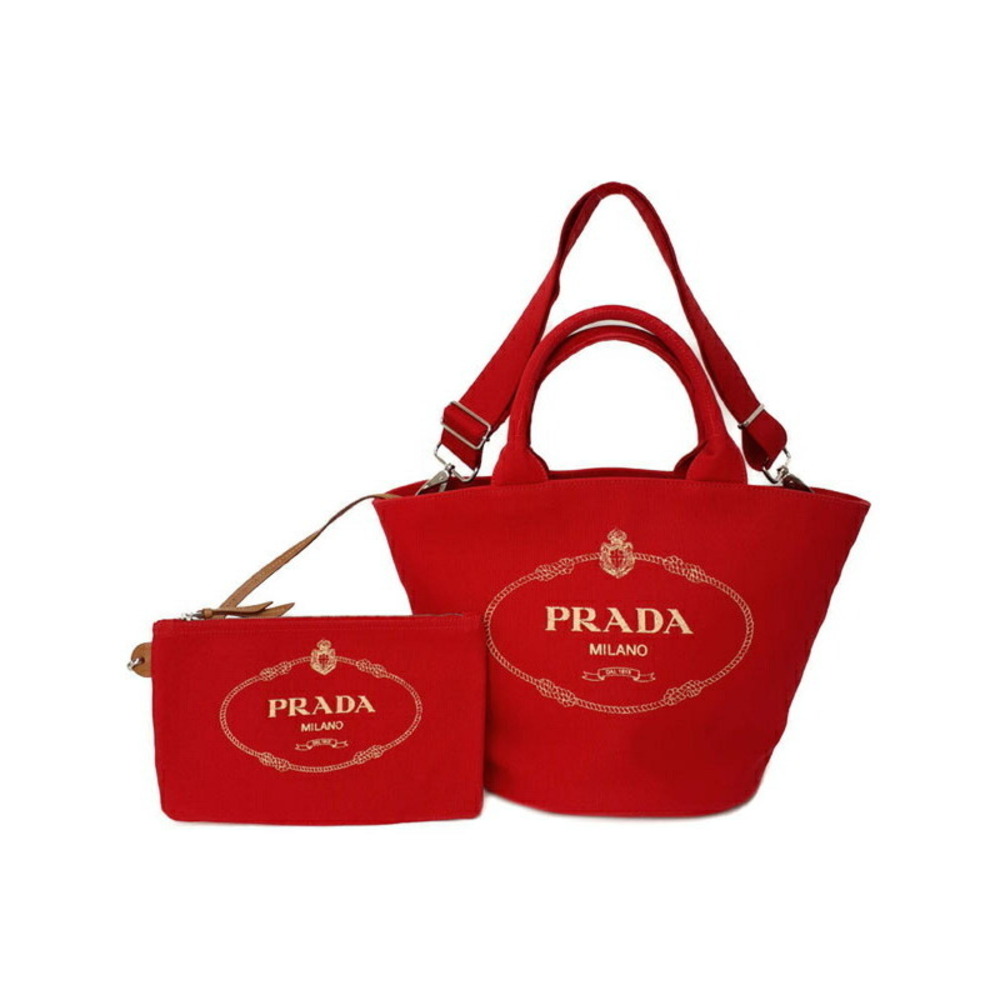 Prada Canapa Logo Convertible Shopping 2way Tote canvas RED